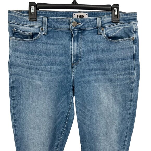 Paige Verdugo Ankle Ariza Destructed Jeans Distressed Blue Slim fit Size 32 - Picture 2 of 11